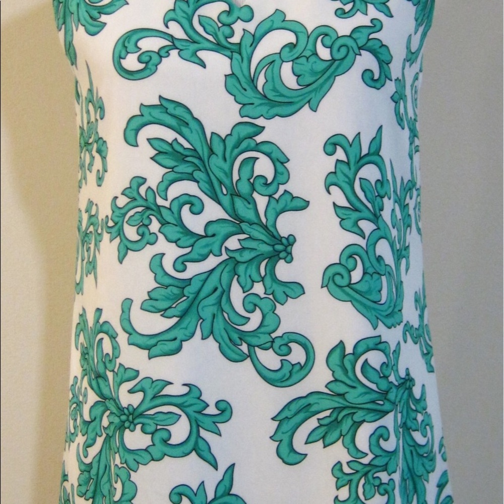 Green and white dress